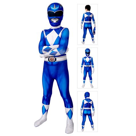 Kids Power Ranger Blue Costume Mighty Morphin Power Rangers Cosplay Suit