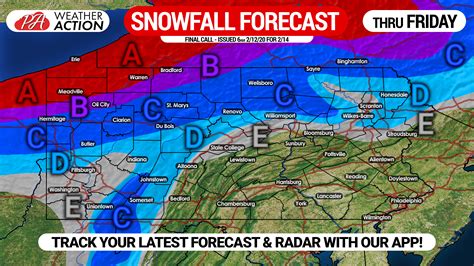 Snowfall Forecast For Tonight Through Friday For Pennsylvania Pa