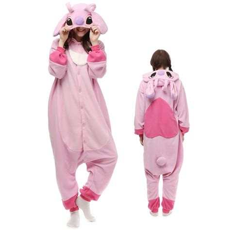 Stitch And Angel Kigurumi Onesie Pajamas Animal Costumes For Adult And Teens