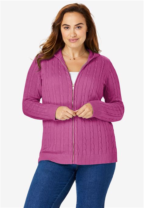 Hooded Cardigan Sweater With Zipper Size Chart Plus Size Womens