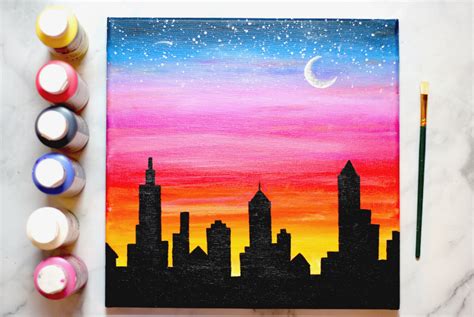 How To Paint A Sunset Cityscape For Beginners Easy