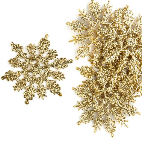 Glittered Gold Snowflake Ornaments Christmas Ornaments Christmas