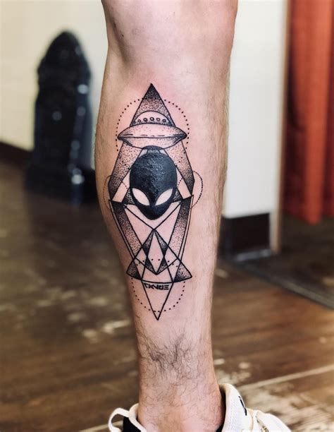 Geometric Alien Tattoo Done By Renee Ink Inertia Custom Tattoos