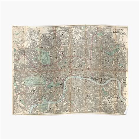 Vintage Map Of London 1890 Poster For Sale By Bravuramedia Redbubble