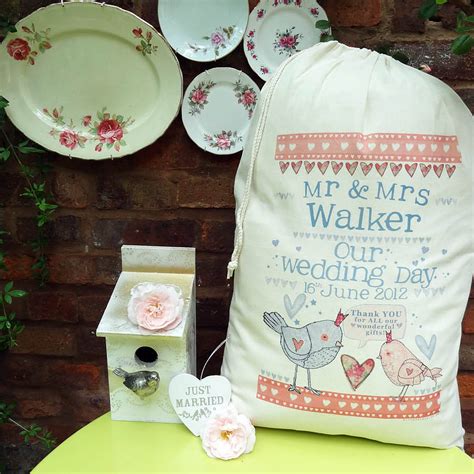 Finding unique wedding gifts doesn't have to be hard. Personalised Wedding Gift Sack By Alice Palace ...