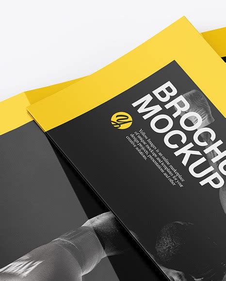 Download Two Brochures Mockup in Stationery Mockups on Yellow Images Object Mockups