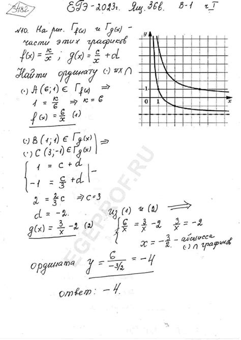 На рисунке изображены части графиков функций f x k x и g x c x d Найдите ординату точки