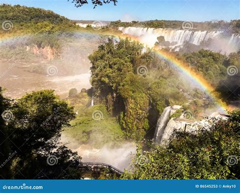 Iguazu Waterfalls Rainbow Stock Image Image Of Brazilian 86545253