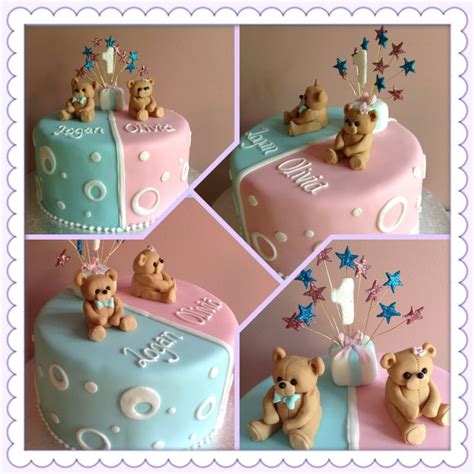 Twins 1st Birthday Cake By Exquisite Cakes Twin Birthday Cakes