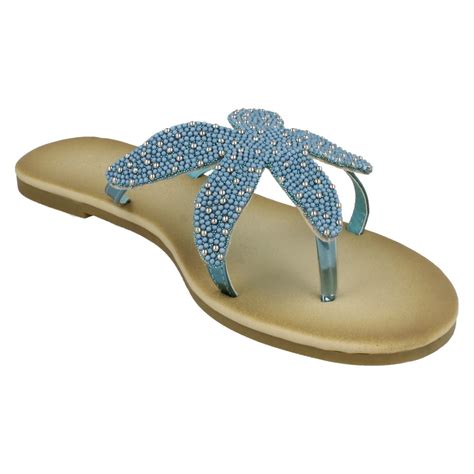 Ladies Savannah Beaded Starfish Toe Post Sandals Ebay