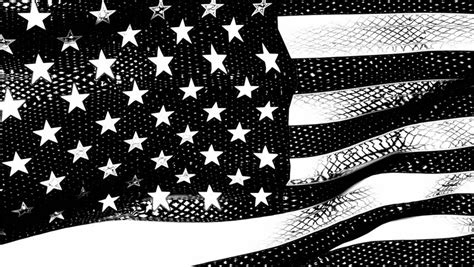 HD - American Flag 0212 - A Graphic Black And White American Flag Waves