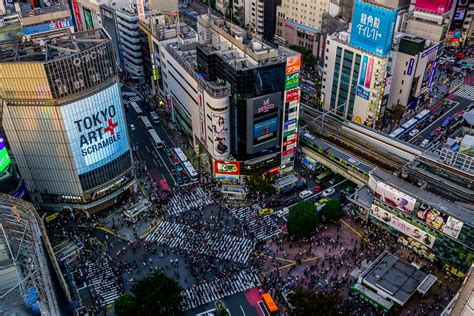 Shibuya Crossing Shibuya Scramble Aerial Taken From Shib Flickr