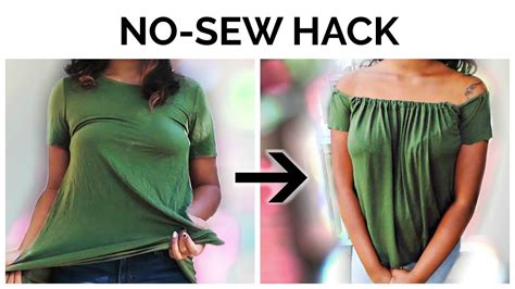 No Sew Diy T Shirt To Off The Shoulder Top Youtube