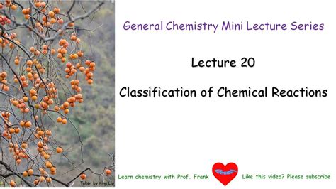 General Chemistry Mini Lecture Series Lecture 20 Classification Of