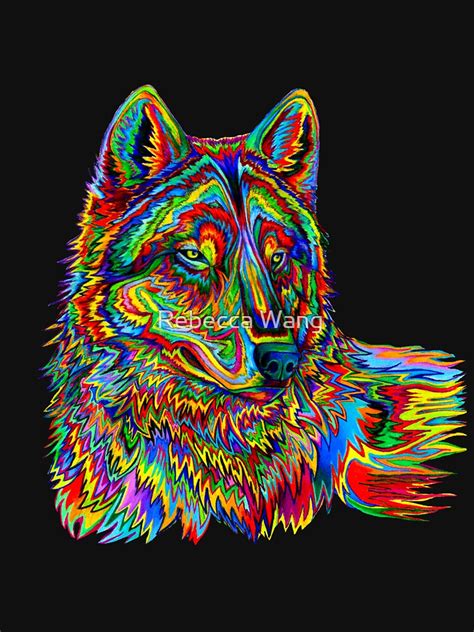 Colorful Psychedelic Rainbow Wolf T Shirt By Lioncrusher Redbubble