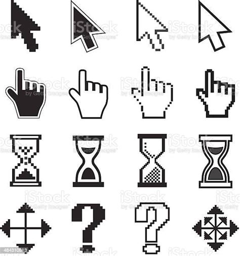 Pixel Cursors Icons Stock Illustration Download Image Now Hourglass