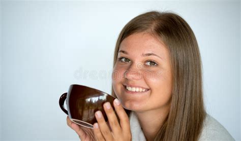 Girl With Cup Of Coffee Stock Image Image Of Enjoy Drink 31040481