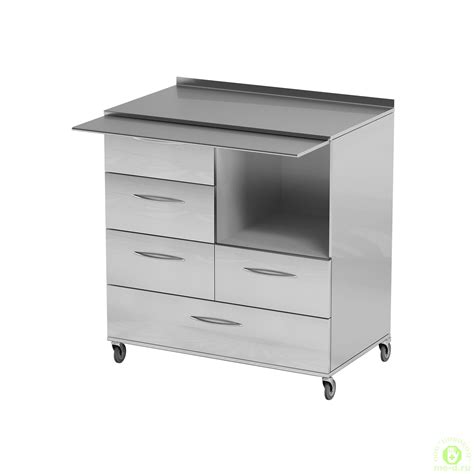 AT-B44 Столик анестезиолога с выдвижной полкой (нерж. сталь) - Интернет