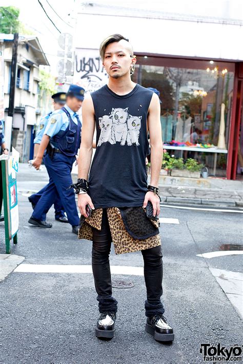 Harajuku Punk Rocker In Evil Kitties Top Leopard Print And Creepers Tokyo Fashion
