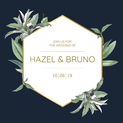 22 modern and creative wedding invites. Wedding invitation card with green leaves design vector ...