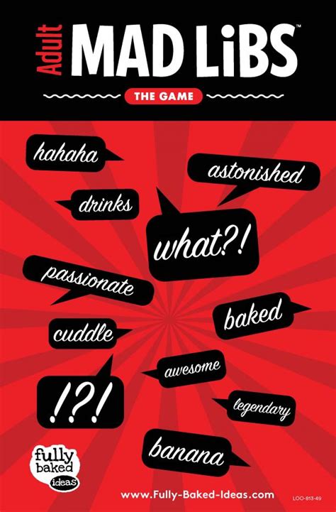 Adult Mad Libs Poster Looney Labs