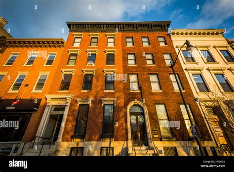 Historic Row Houses In Mount Vernon Baltimore Maryland Stock Photo