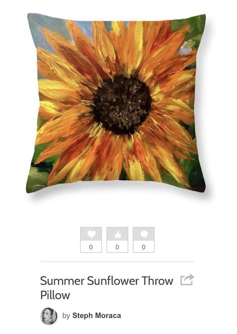 Summer Sunflower By Steph Moraca Sunflower Throw Pillows Sunflower