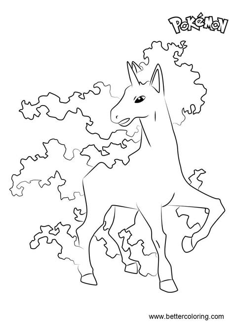This is black and white picture of rapidash pokemon. Rapidash from Pokemon Coloring Pages - Free Printable ...