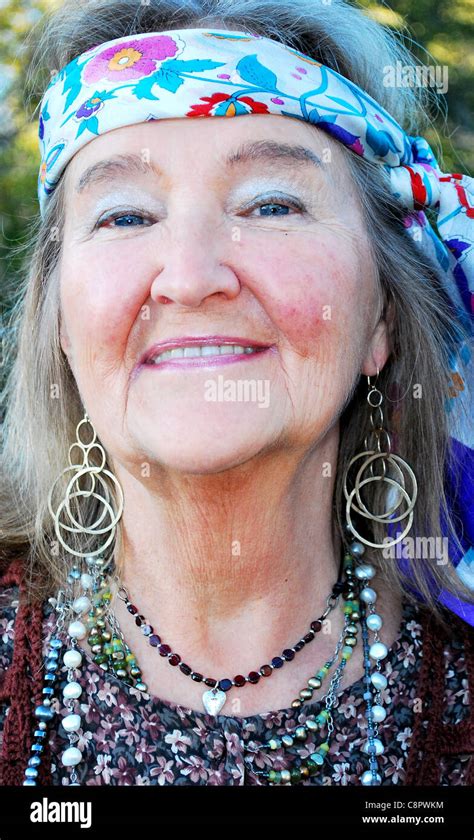 Female Mature Hippie Expressions Stock Photo Alamy