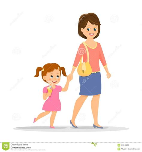 Cartoon Mother With Her Daughter Stock Vector