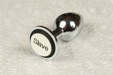 slave bdsm ddlg butt plug engraved stainless steel by bdsmt