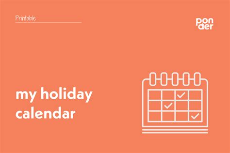 My Holiday Calendar Ponder Education
