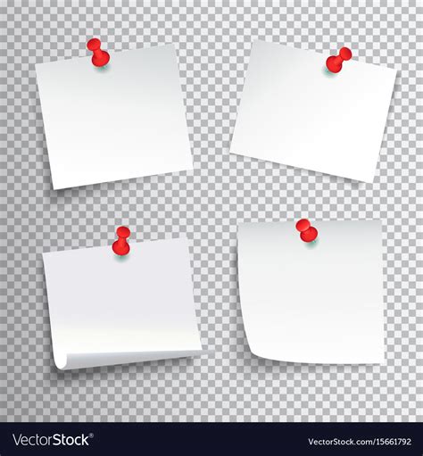 Pinned Paper Set Royalty Free Vector Image Vectorstock