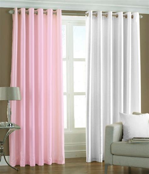 26 Off On Hargunz Polyester Pink White Checkered Eyelet Curtain On Flipkart