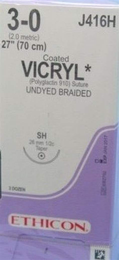 Ethicon Coated Vicryl Absorbable Suture Taper Point 12 Circle 26mm