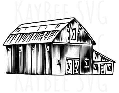 Vintage Barn Clipart Black