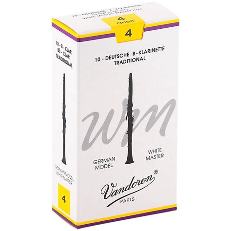 vandoren white master traditional bb clarinet reeds box of 10 strength 4