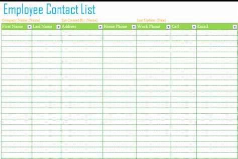 50 Project Contact List Template Excel Ufreeonline Template
