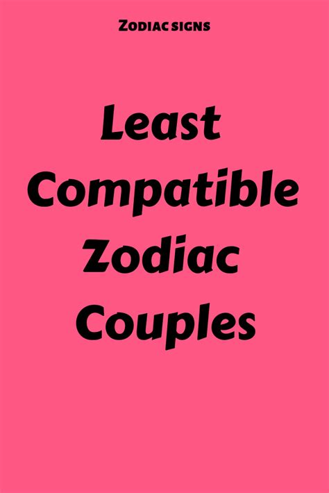 Least Compatible Zodiac Couples Compatible Zodiac Signs Zodiac