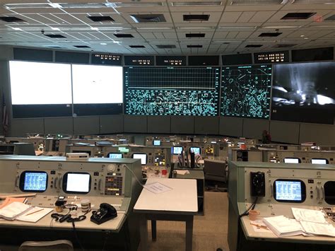 The newly renovated original Apollo 11 mission control at NASA Johnson