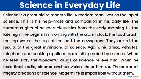 Paragraph On Science In Daily Life Words