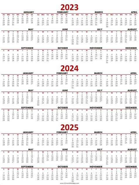 2023 2024 2025 Calendar Download Online Printable Calendar Template