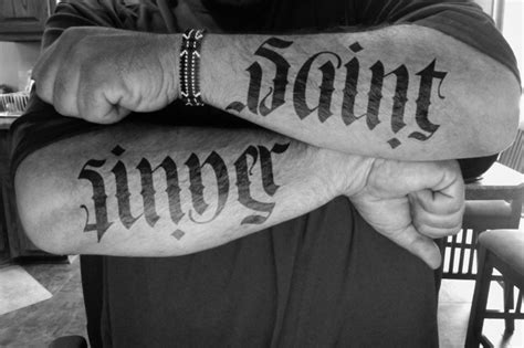 The new terror in handmade horror fonts is here. Sinner/Saint ambigram. | Tattoos | Pinterest | Love