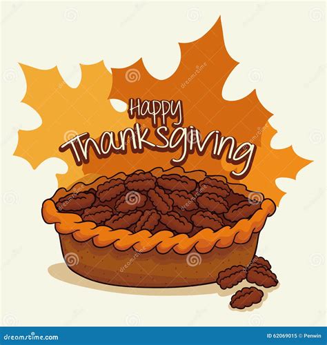 Delicious Thanksgiving Pecan Pie Vector Illustration Stock Vector