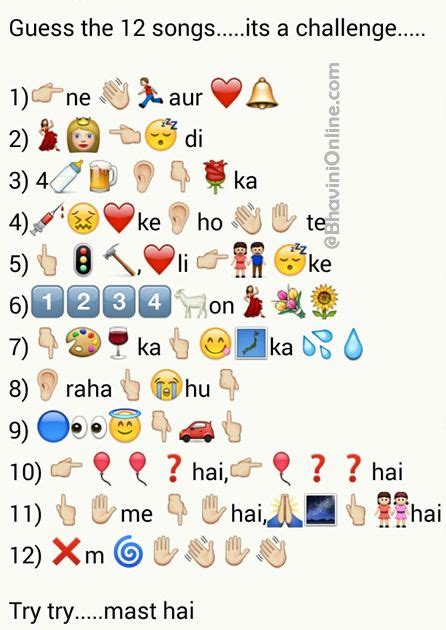 Whatsapp Puzzles Guess New Hindi Movie Song Names From Emoticons And