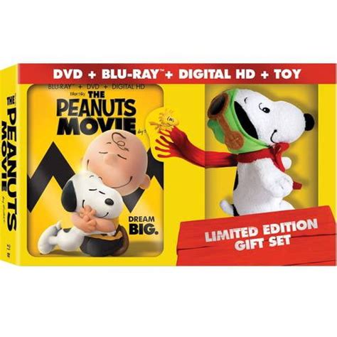 the peanuts movie limited edition t set blu ray dvd digital hd includes plush toy