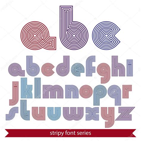 Elegante Tipografía De Rayas Inusuales Coloridas Letras Redondas