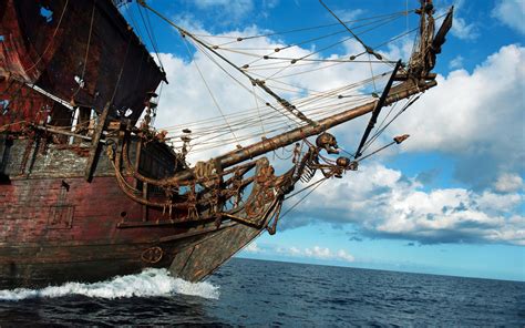 Brown Pirate Ship Ship Pirates Skeleton Sailing Ship Hd Wallpaper