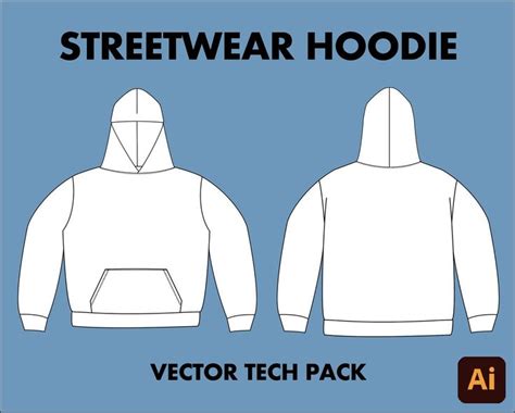 Streetwear Boxy Oversize Fit Hoodie Vector Adobe Illustrator Etsy