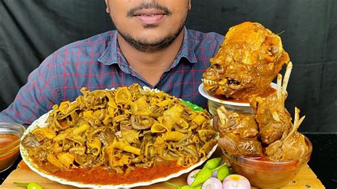 Eating Spicy Mutton Boti Curry Mutton Kosha Mutton Head Curry With Rice Eating Mukbong